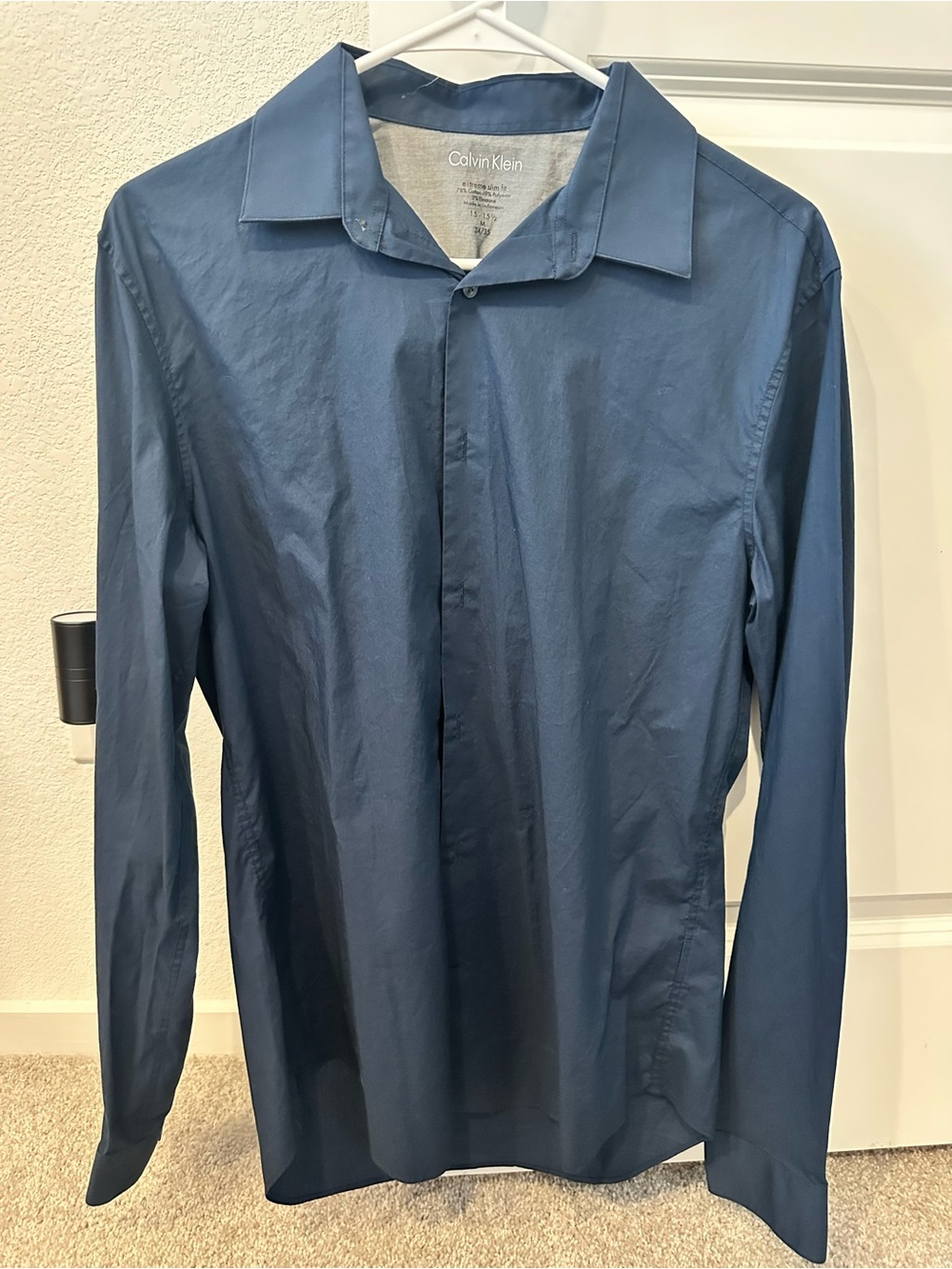 Calvin Klein Men's Blue Long-Sleeve Dress Shirt